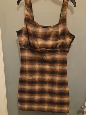 Clockhouse Plaid Brown Tank Dress